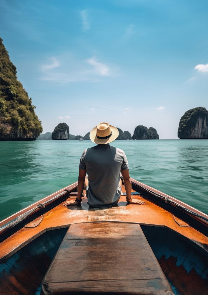 Traveller enjoying scenic boat ride